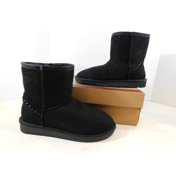 Camel Crown Pull On Short WInter Boots Women's sz 8.5  Black Faux Suede - Picture 2 of 5